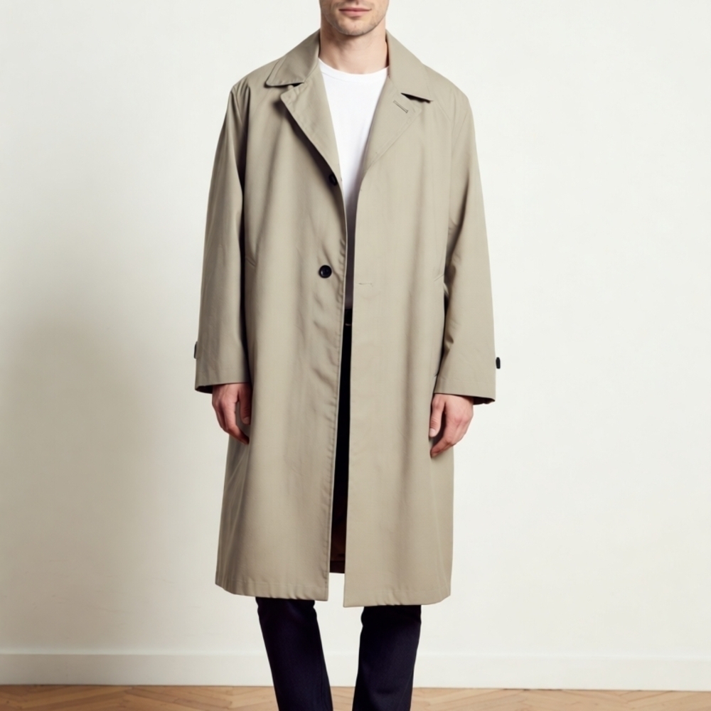 Oakton Ltd. Men's 38S  Beige Trench Coat Classic Zip Out Liner Single Breasted